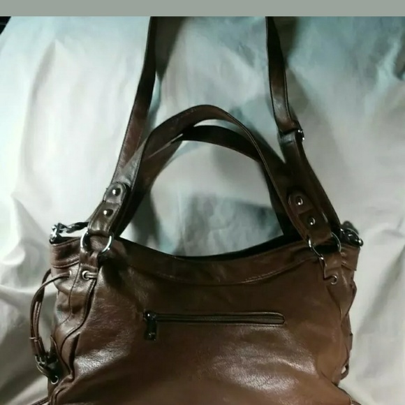 L & J Brown Leather Crossbody Shoulder Bag Handbag - Picture 3 of 8